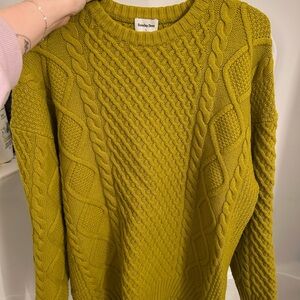 Aritzia Sunday Best Mustard Cable Knit Sweater